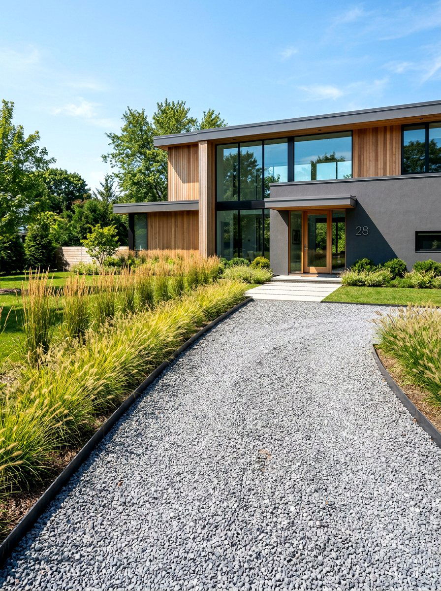 Minimalist Gravel Driveway - 30 gravel garden ideas