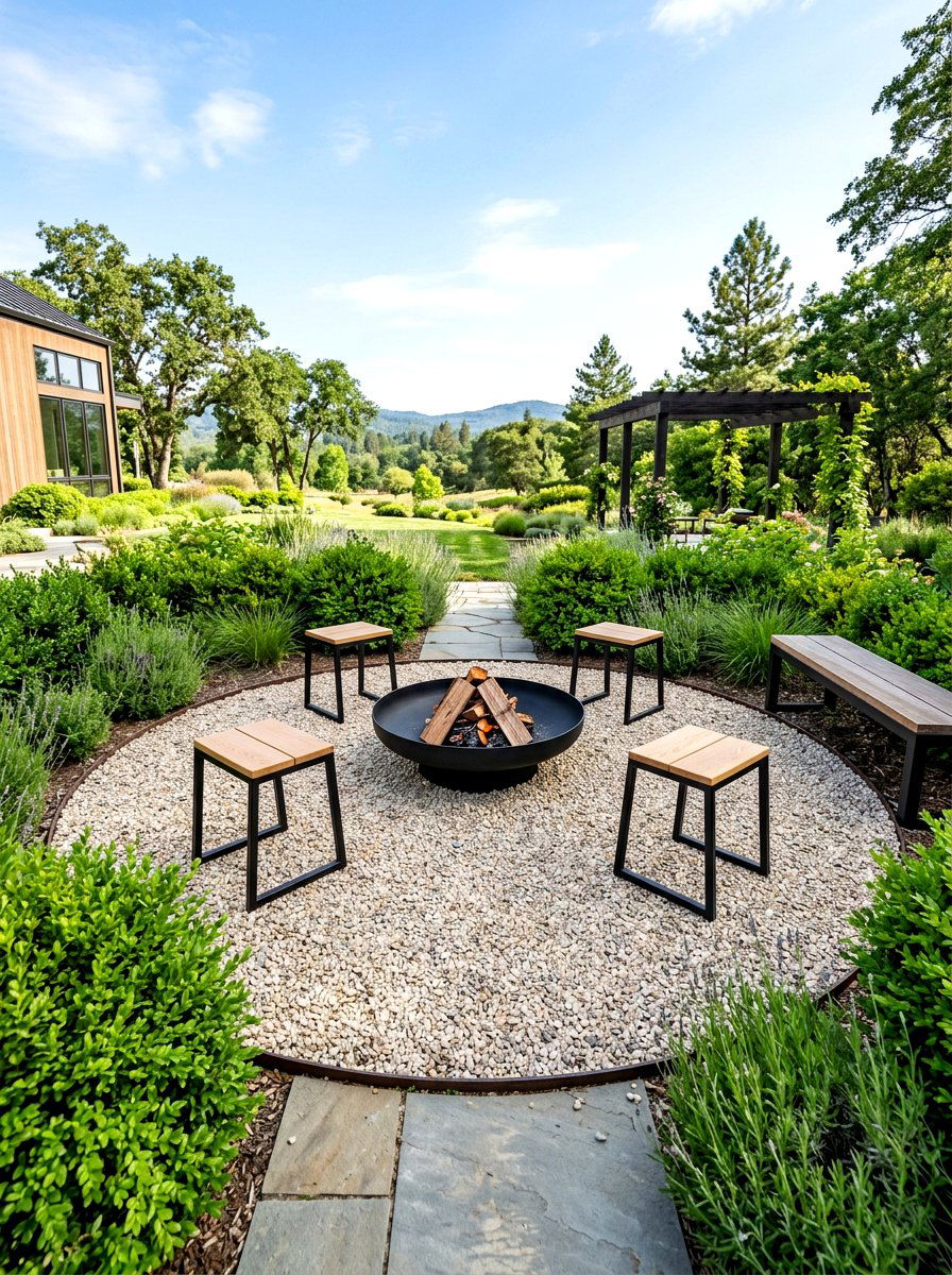 Minimalist Gravel Fire Pit - 30 modern fire pit ideas