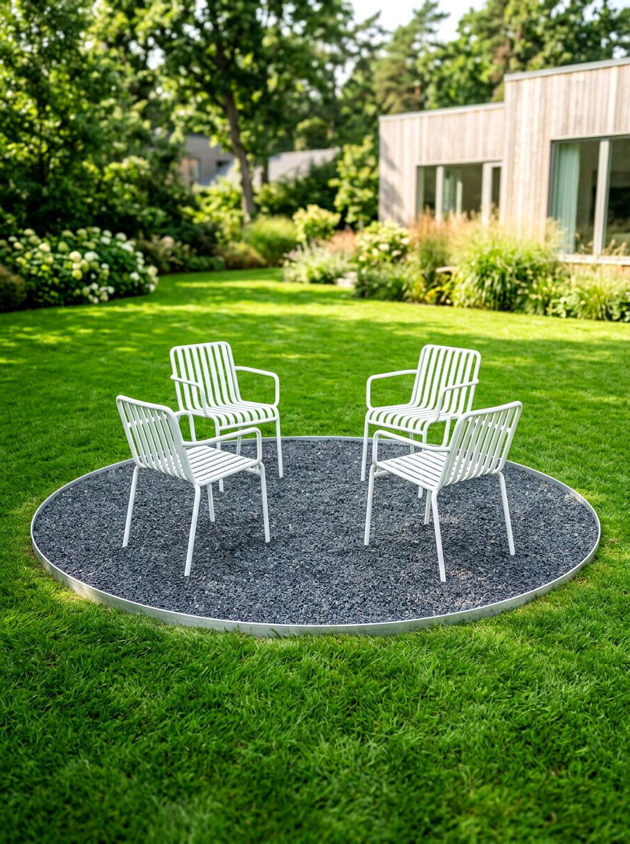 Minimalist Gravel Ring - 30 backyard seating circle ideas