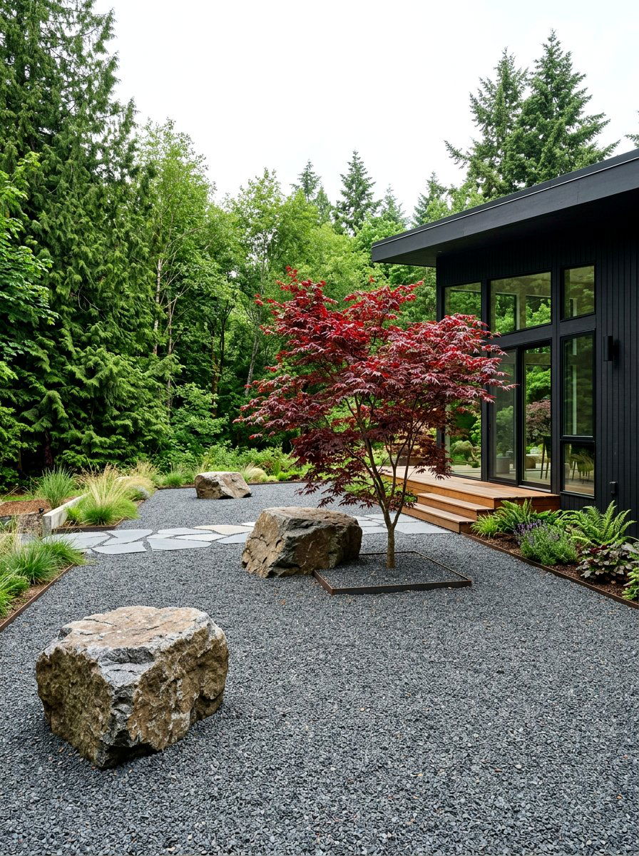Minimalist Gravel Yard Landscaping - 30 corner lot landscaping ideas
