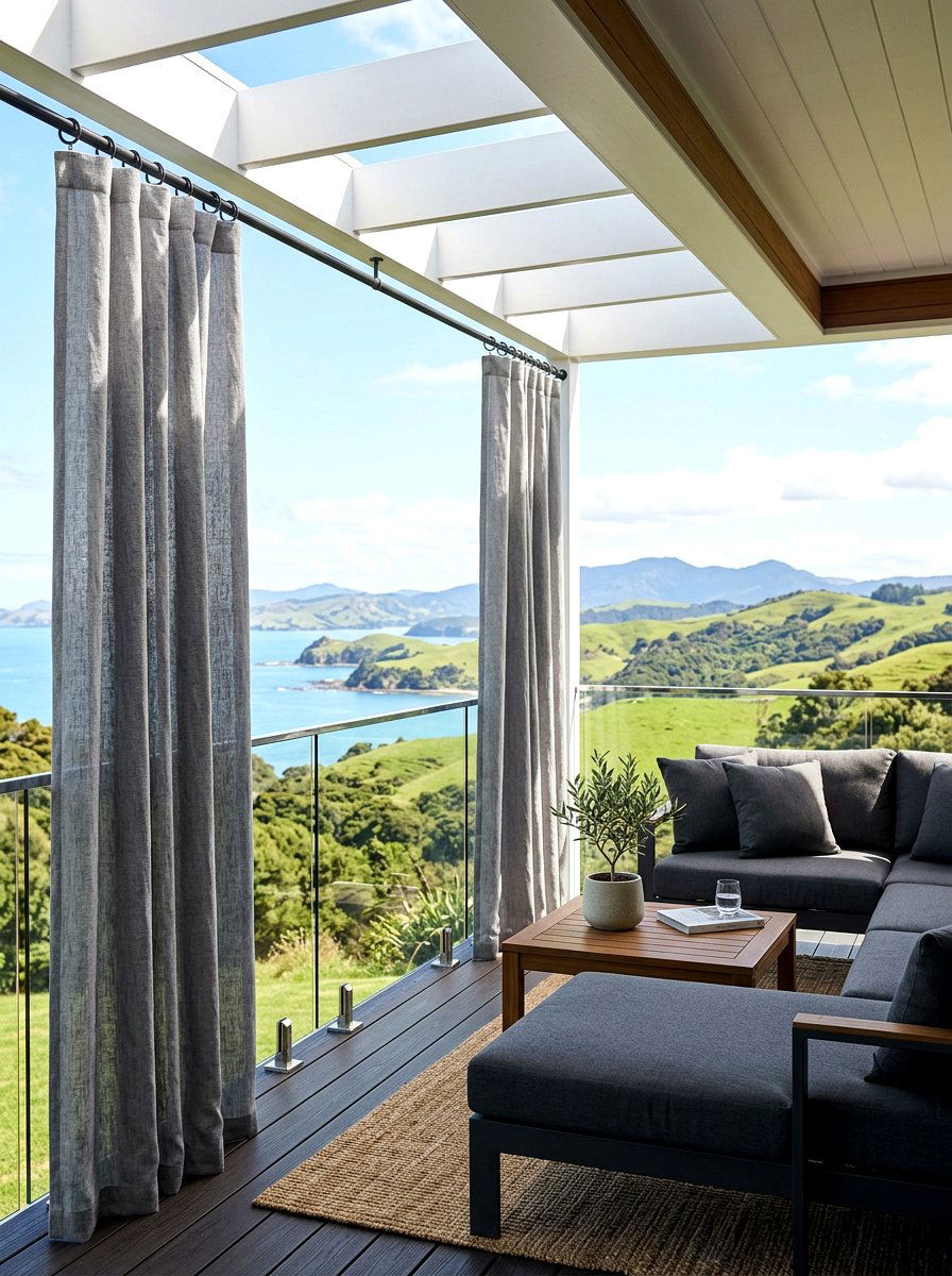 Minimalist Gray Cafe Curtains - 30 porch with cafe curtains ideas