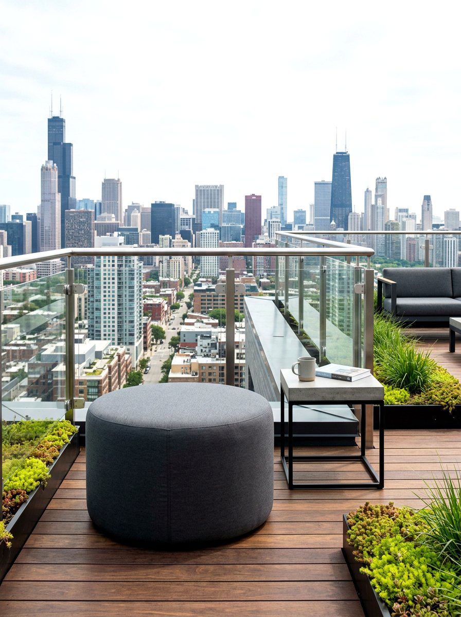 Minimalist Gray Pouf - 30 outdoor pouf lounge ideas