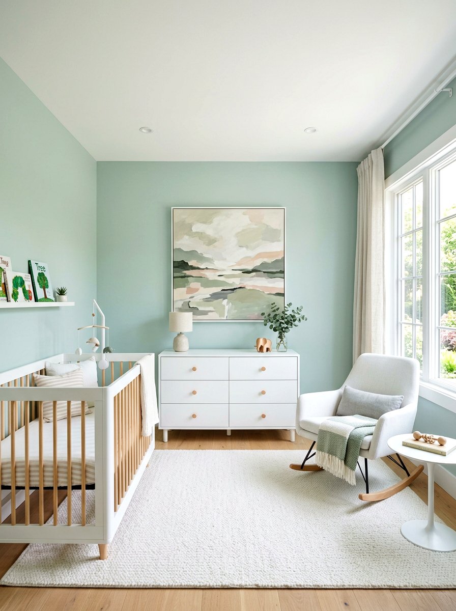 Minimalist Green Nursery - 30 soft green nursery ideas