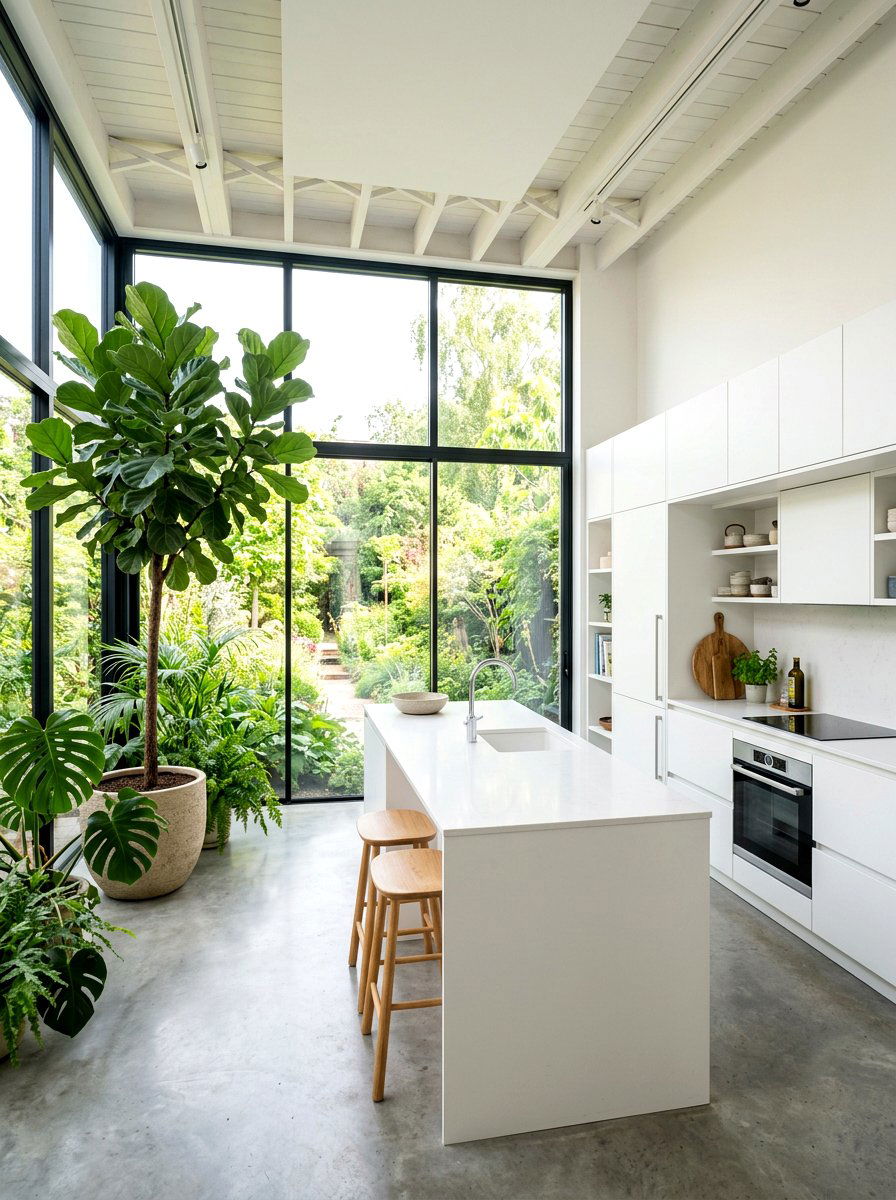 Minimalist Greenhouse Kitchen - 30 flower market kitchen ideas