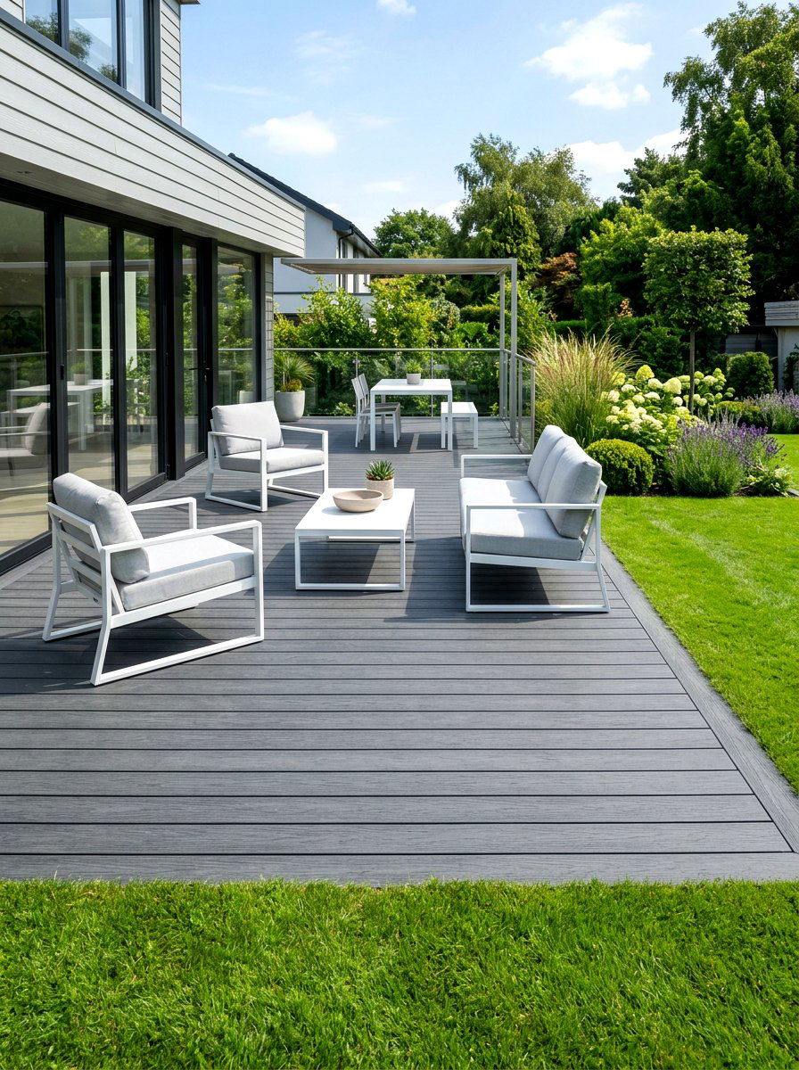 Minimalist Grey Deck - 30 detached deck ideas