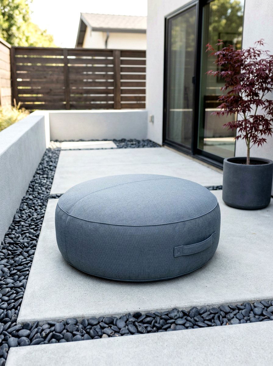 Minimalist Grey Floor Pouf - 30 outdoor floor cushion ideas