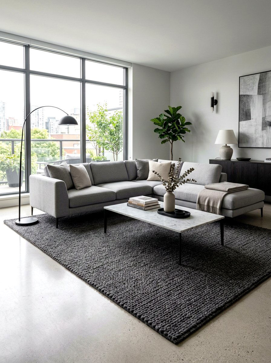 Minimalist Grey Rug Living Room - 30 living room rug ideas