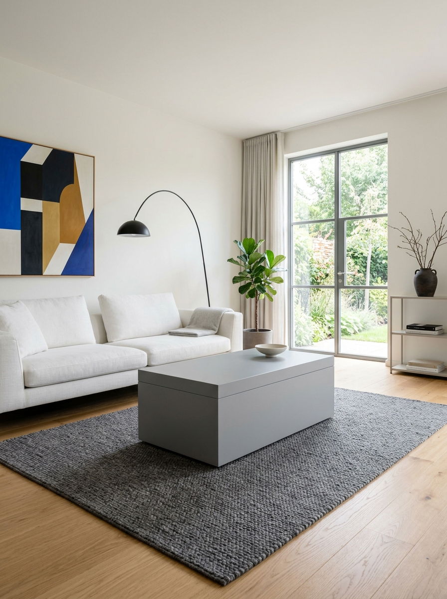 Minimalist Grey Trunk - 30 trunk coffee table ideas