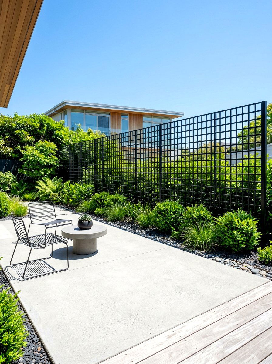 Minimalist Grid Metal Screen - 30 laser cut privacy panel ideas