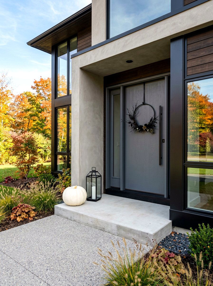 Minimalist Halloween Front Entry - 30 Halloween porch ideas