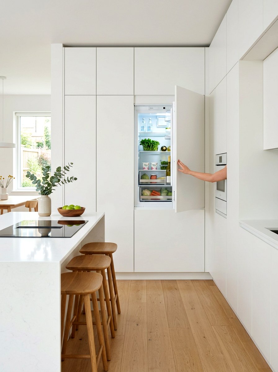 Minimalist Handleless Fridge Panel - 30 hidden fridge ideas