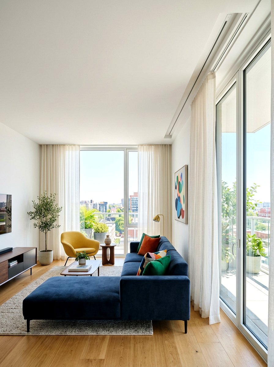 Minimalist Hidden Curtain Rod - 30 dramatic drapery living room ideas