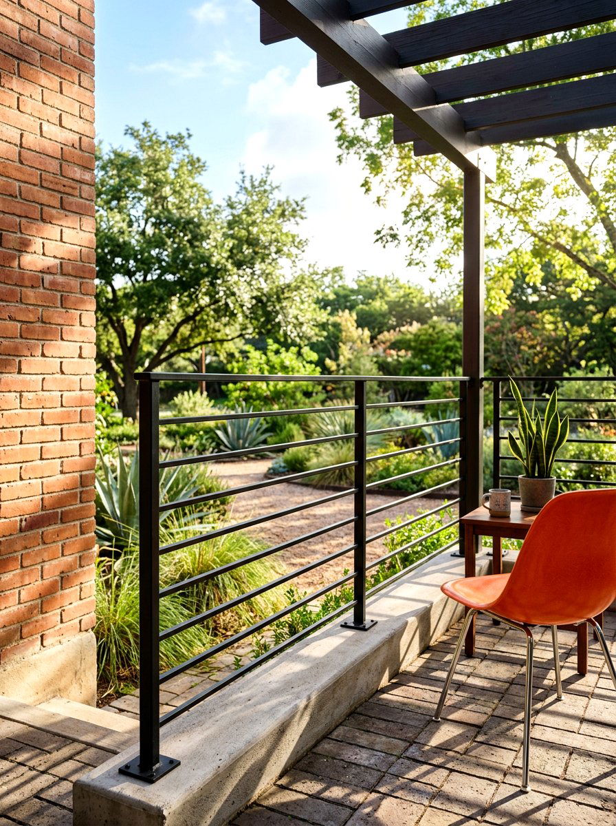 Minimalist Iron Bar Railing - 30 front porch railing ideas