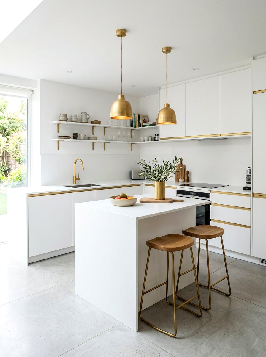 Minimalist Kitchen Brass Accents - 30 unlacquered brass kitchen ideas