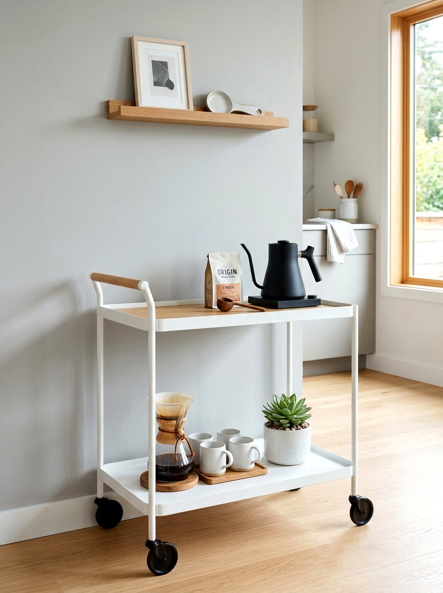 Minimalist Kitchen Coffee Bar - 30 coffee cart apartment ideas