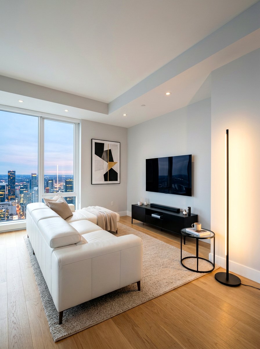 Minimalist LED Floor Lamp Living Room - 30 lamp glow living room ideas