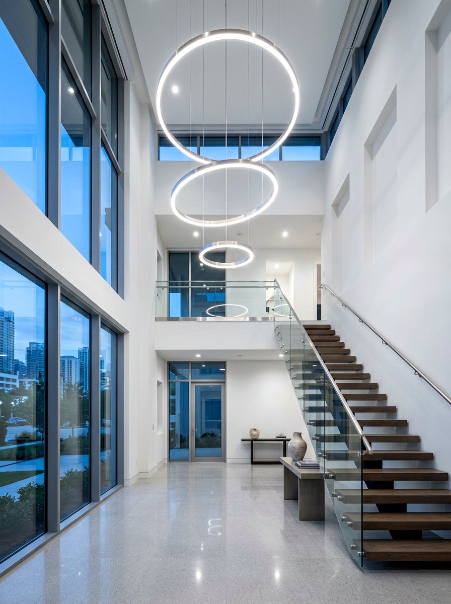 Minimalist LED Ring - 30 foyer chandelier ideas