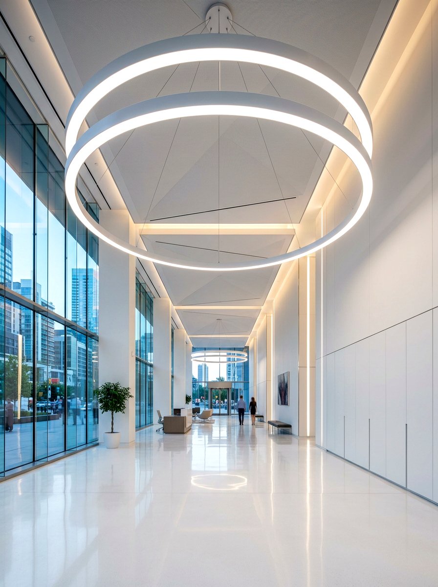 Minimalist LED Ring Light - 30 long foyer lighting ideas