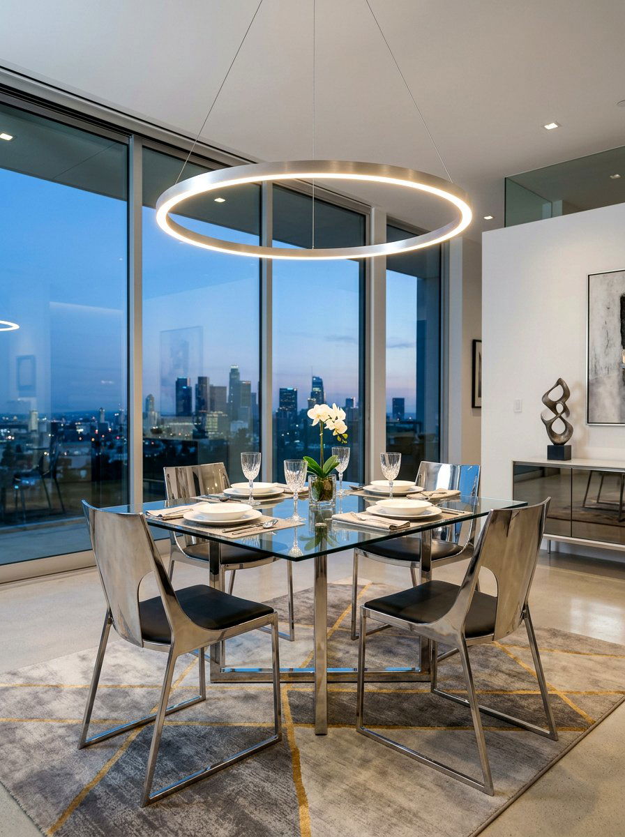 Minimalist LED Ring - 30 dining room lighting ideas