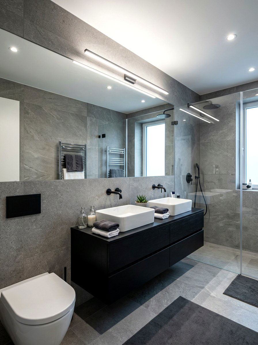 Minimalist LED Strip - 30 vanity lighting ideas