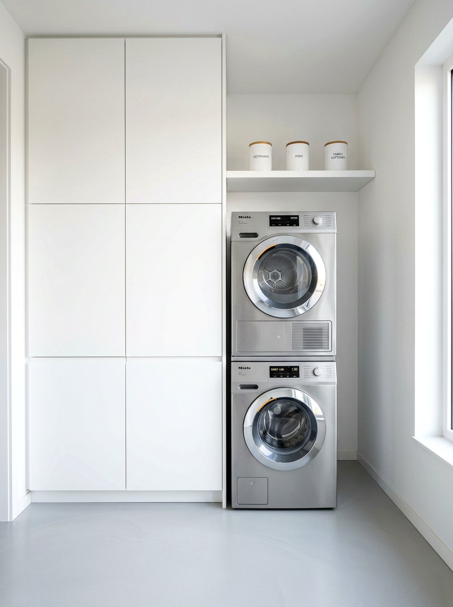 Minimalist Laundry Closet - 30 stacked laundry closet ideas