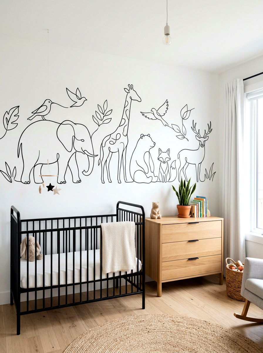 Minimalist Line Art - 30 nursery accent wall ideas