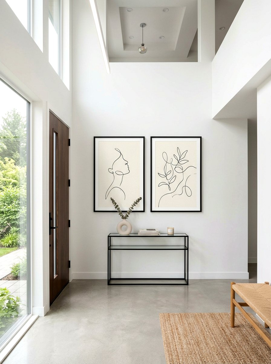 Minimalist Line Art Entryway - 30 art wall foyer ideas