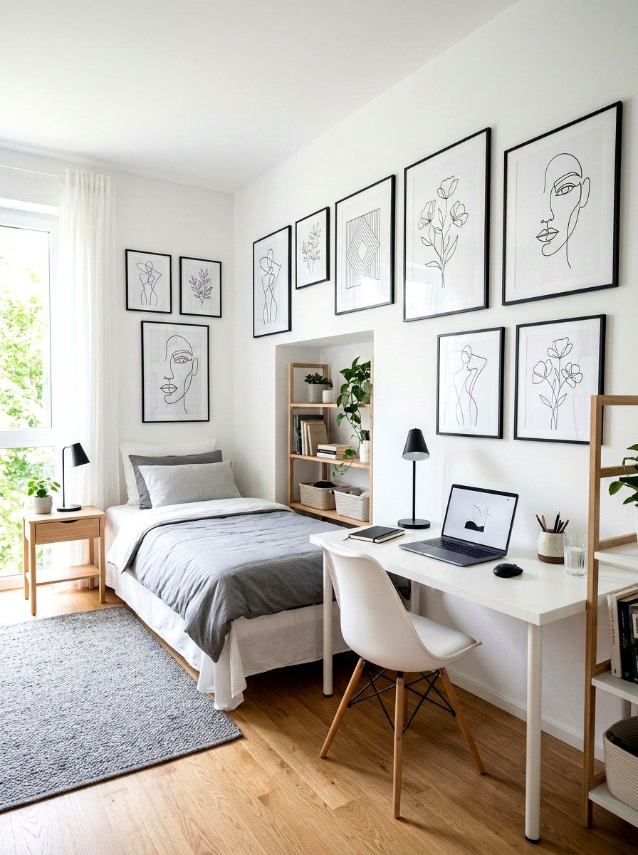 Minimalist Line Art Prints - 30 dorm wall decor ideas