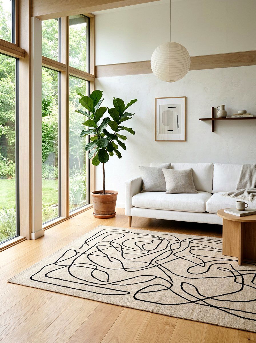Minimalist Line Art Rug - 30 statement rug ideas