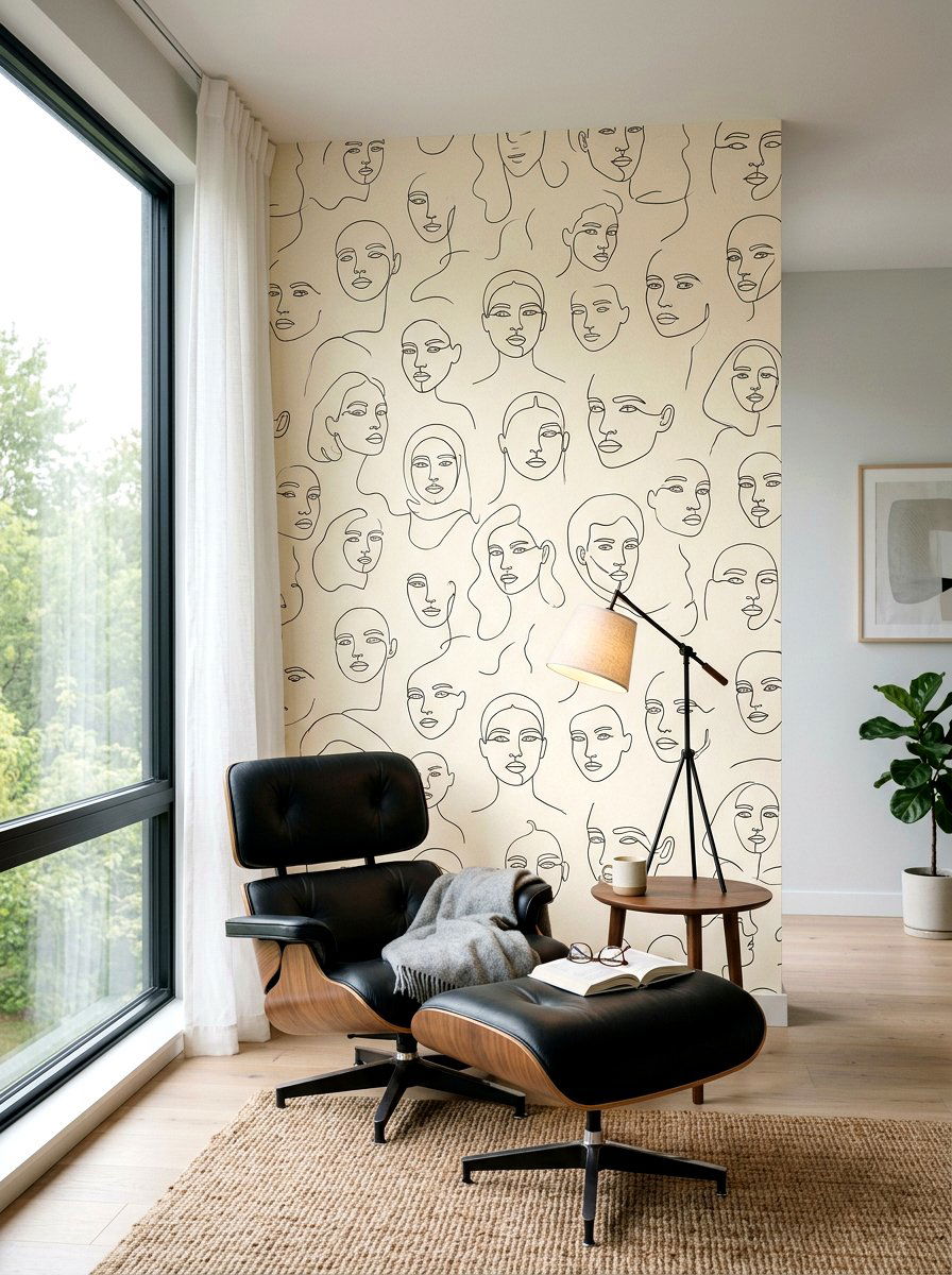 Minimalist Line Art Wallpaper - 30 renter friendly wallpaper ideas aesthetic