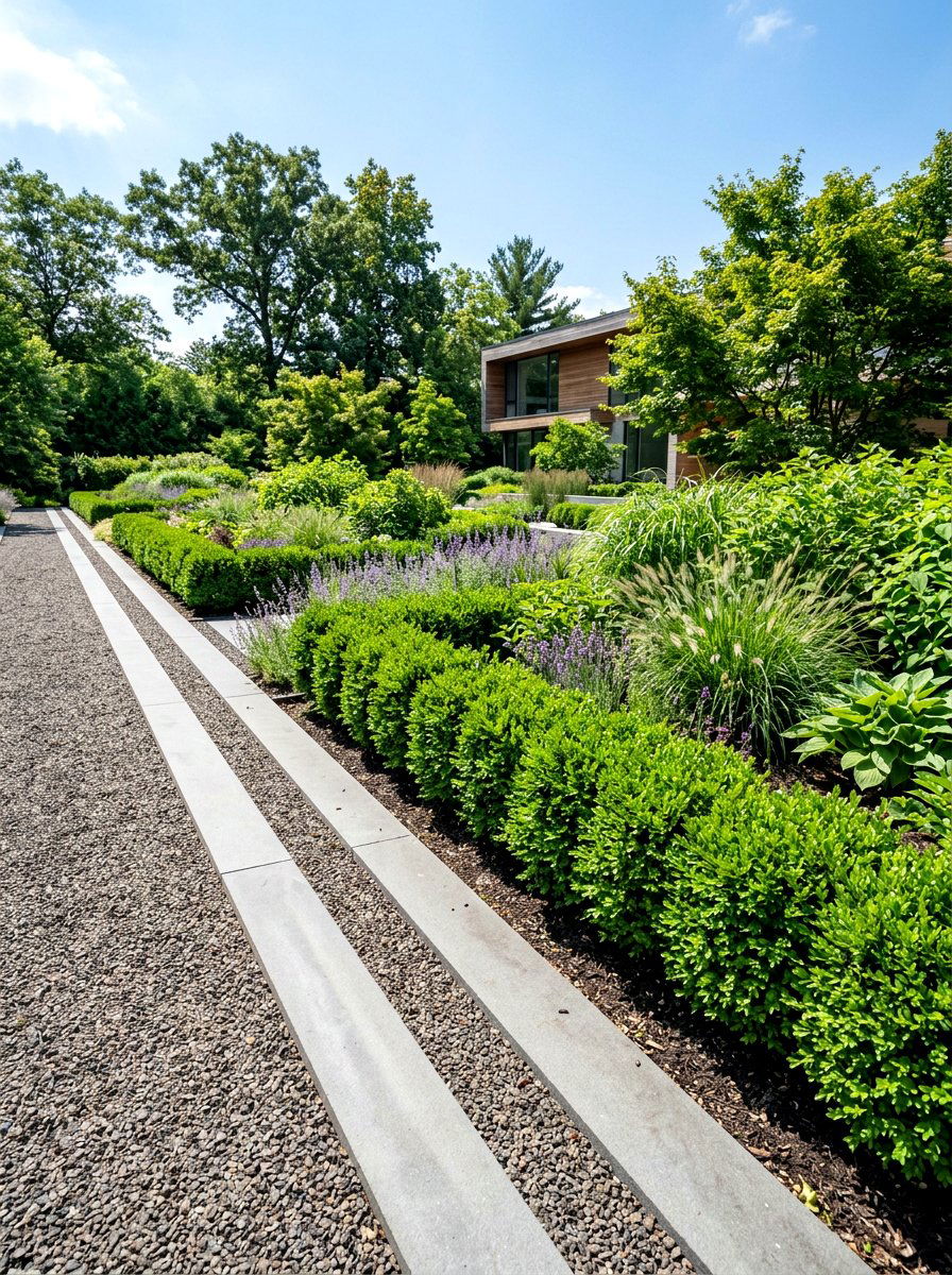 Minimalist Linear Border - 30 concrete garden border ideas