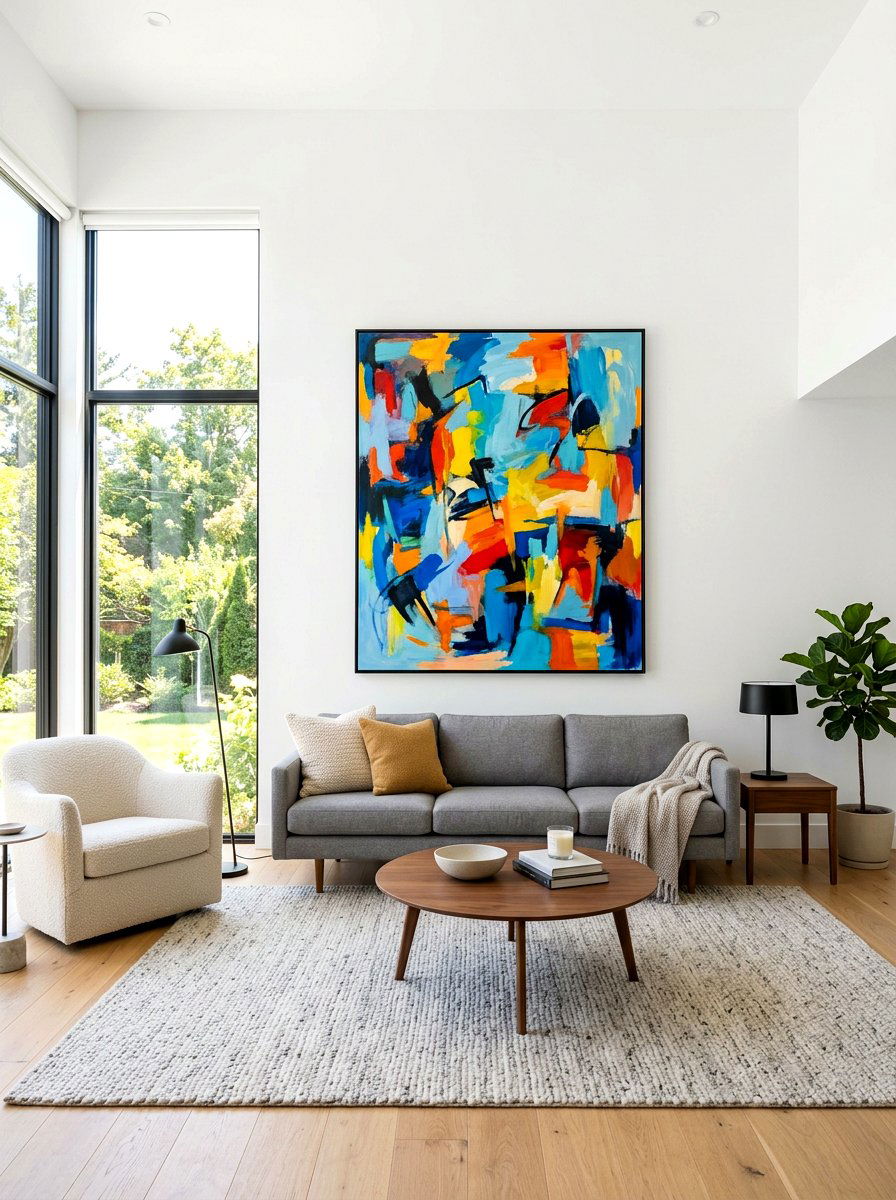 Minimalist Living Room With Abstract Art - 30 minimalist living room ideas