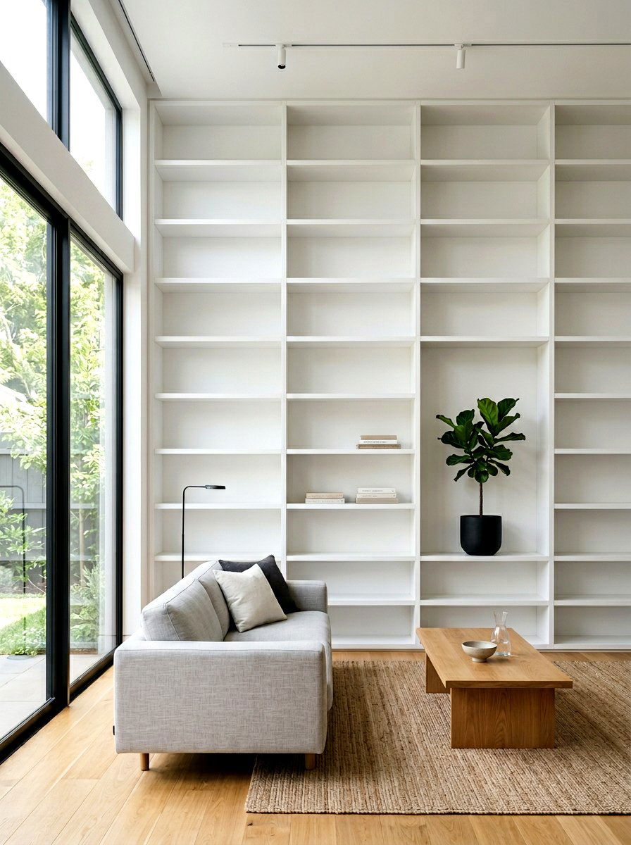 Minimalist Living Room With Built In Shelves - 30 minimalist living room ideas