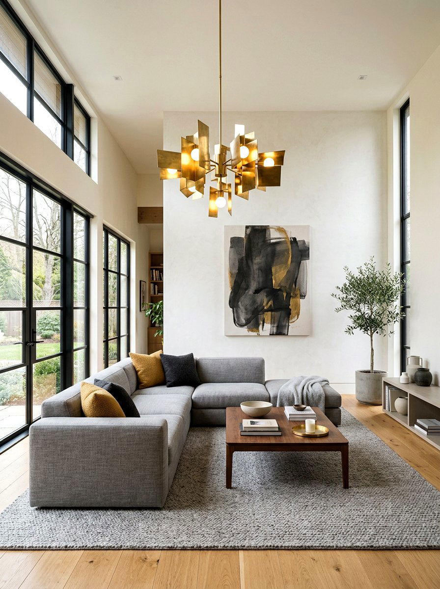 Minimalist Living Room With Sculptural Lighting - 30 minimalist living room ideas