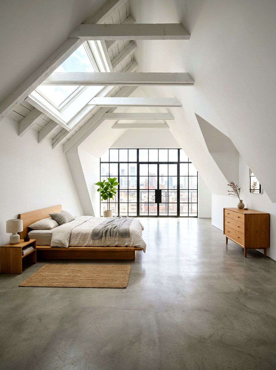 Minimalist Loft - 30 sloped ceiling bedroom ideas