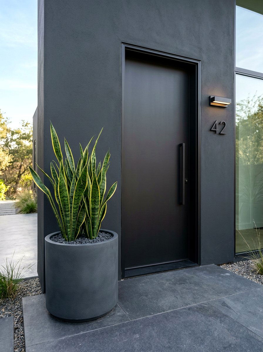 Minimalist Matte Front Door Planter - 30 front door planter ideas