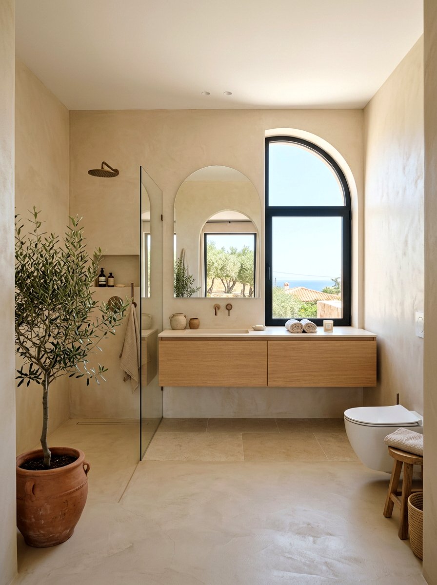 Minimalist Mediterranean Ensuite - 30 Mediterranean bathroom ideas