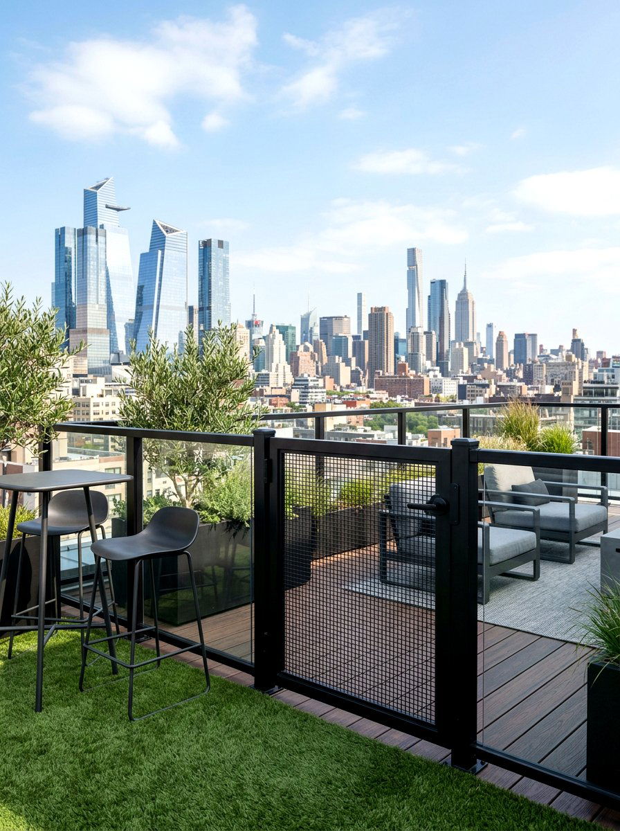 Minimalist Mesh Deck Gate - 30 deck gate ideas