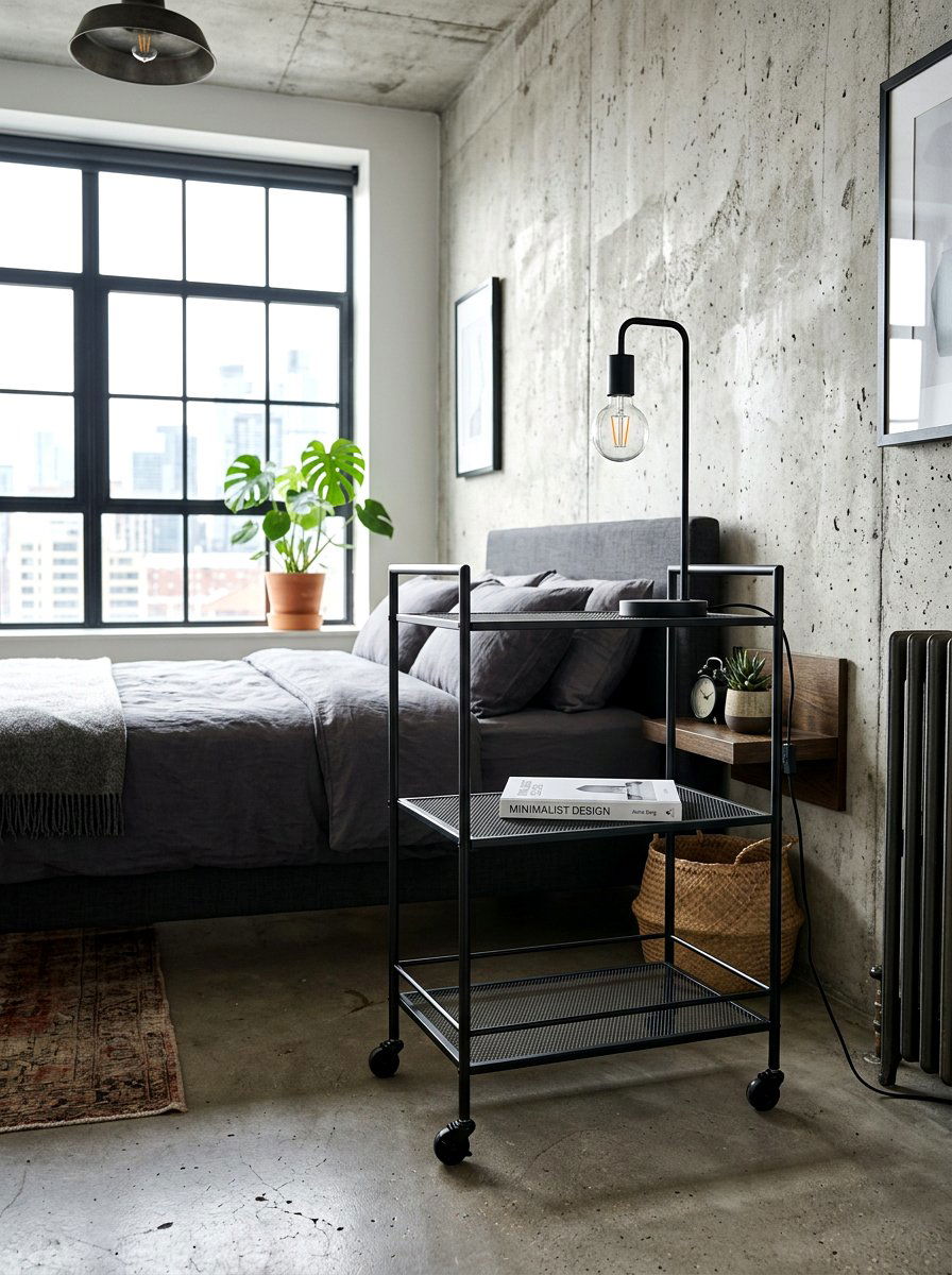 Minimalist Metal Cart - 30 bedside cart storage ideas