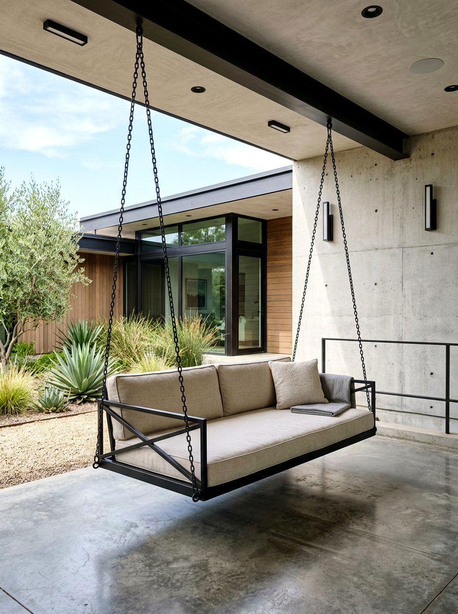 Minimalist Metal Daybed Swing - 30 porch daybed swing ideas