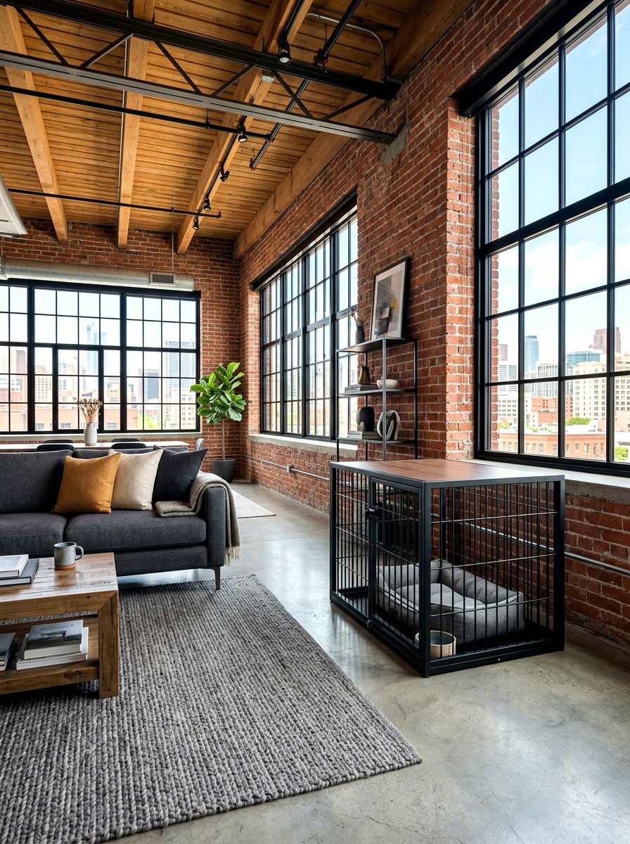 Minimalist Metal Dog Crate - 30 indoor dog crate ideas