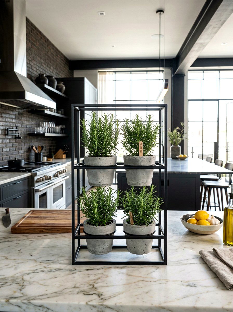 Minimalist Metal Herb Garden Rack - 30 herb garden shelf ideas