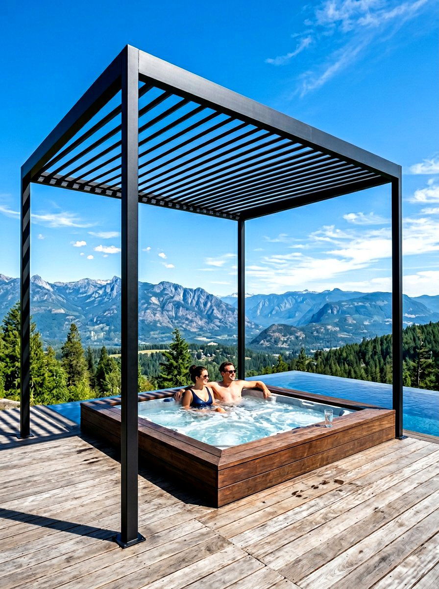 Minimalist Metal Hot Tub Pergola - 30 pergola over hot tub ideas