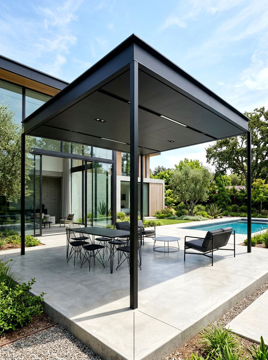 Minimalist Metal Pavilion - 30 attached pavilion ideas