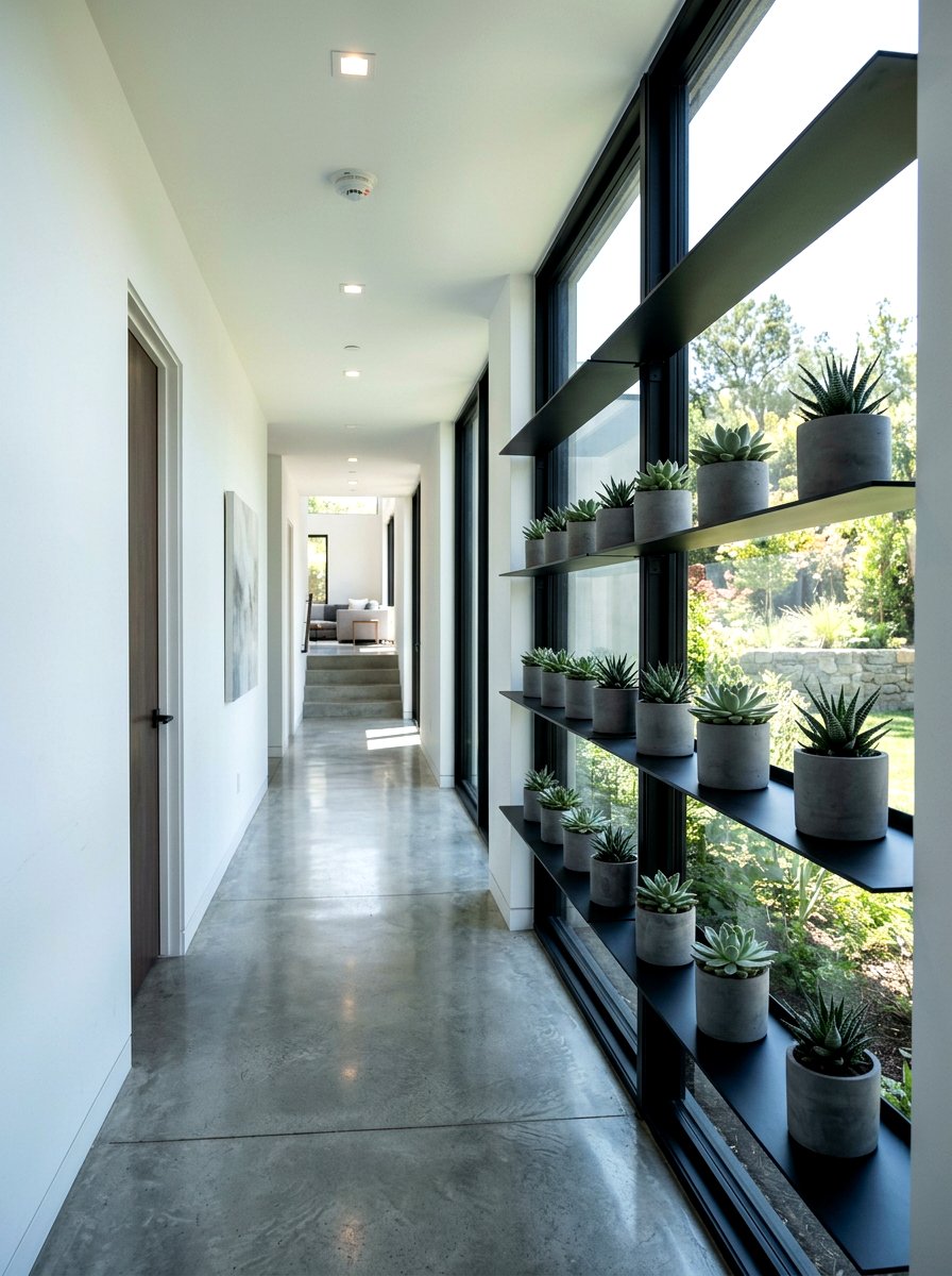 Minimalist Metal Window Shelf - 30 plant shelf window ideas