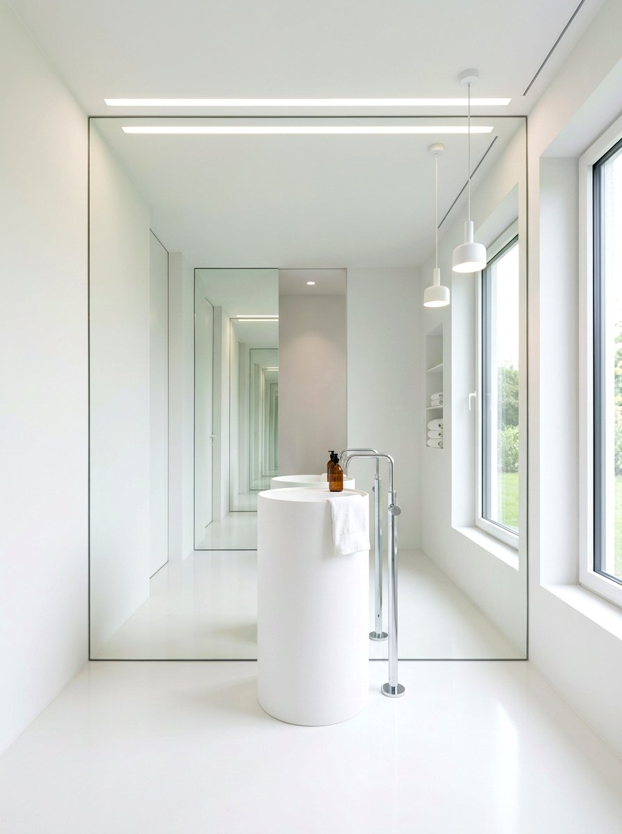 Minimalist Mirror Wall - 30 mirror wall bathroom ideas