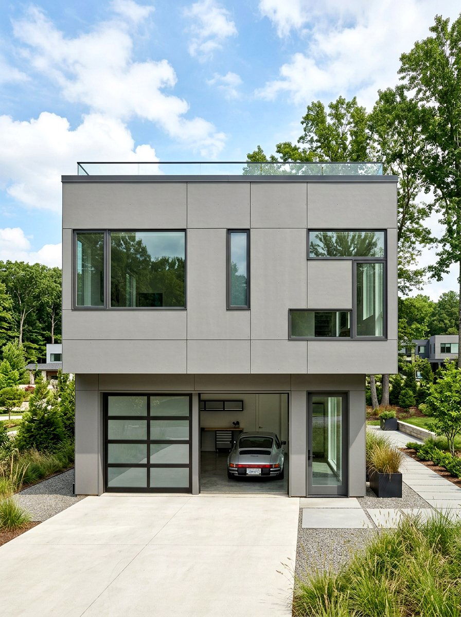 Minimalist Modern Carriage House - 30 carriage house exterior ideas aesthetic