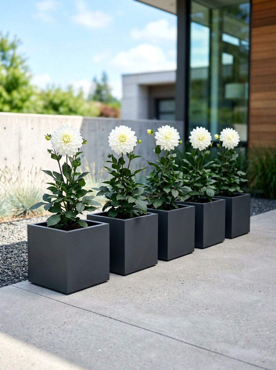 Minimalist Modern Dahlia Planters - 30 dahlia garden ideas