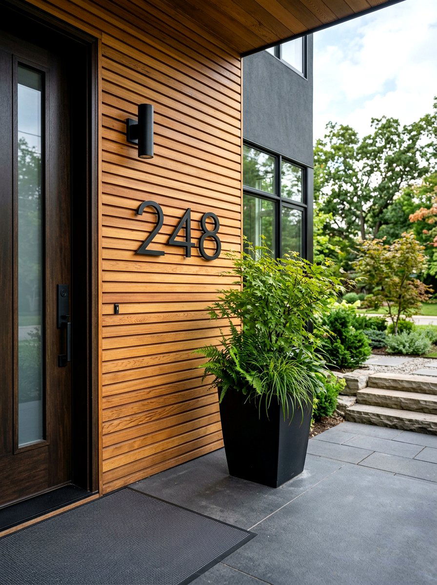 Minimalist Modern House Number Setup - 30 luxury front porch styling ideas