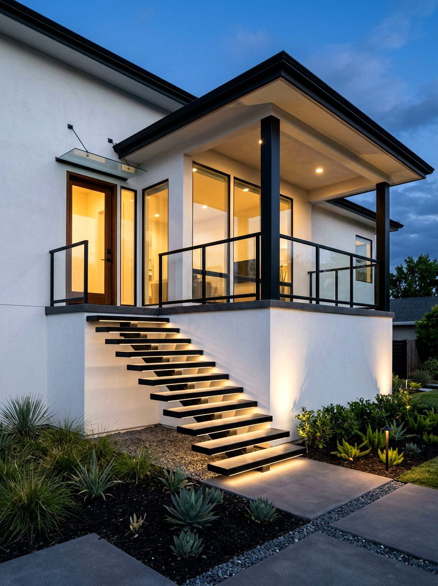 Minimalist Modern Porch Stairs - 30 porch step ideas